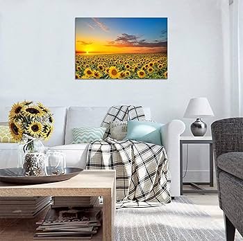 Amazon.co.jp: 絵画 インテリア ひまわり 向日葵 風景画 花 写真